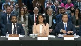 FBI Director Kash Patel, DNI Director Tulsi Gabbard and CIA Director John Ratcliffe, at a Senate Intelligence Committee hearing. Credit: C-SPAN