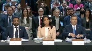 FBI Director Kash Patel, DNI Director Tulsi Gabbard and CIA Director John Ratcliffe, at a Senate Intelligence Committee hearing. Credit: C-SPAN 